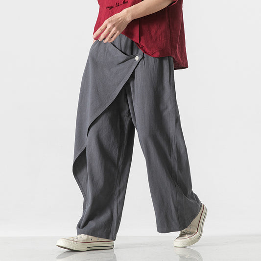 Pantalones Holgados de Algodón y Lino - Estilo Retro Tallas Grandes para Hombre - Image 2