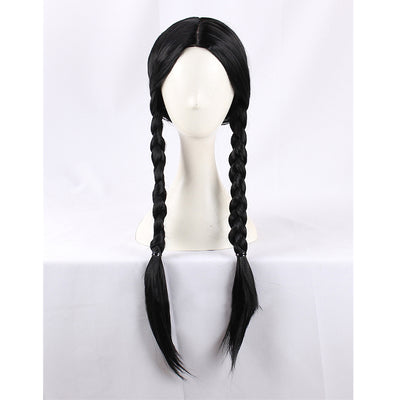 Peluca Trenza Retorcida con Raya Central Negra para Halloween - Image 4