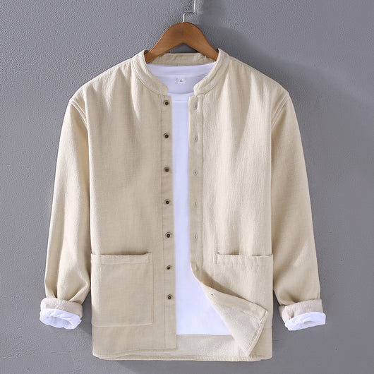 Chaqueta Casual Hombre Algodón Lino Grueso Corte Relajado - Image 7