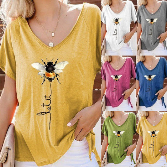 Playera Estampada Cuello Redondo Manga Corta para Mujer