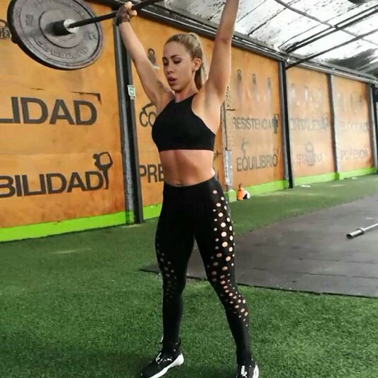 Leggings Deportivos Ajustados con Detalles Calados - Algodón Secado Rápido - Image 2