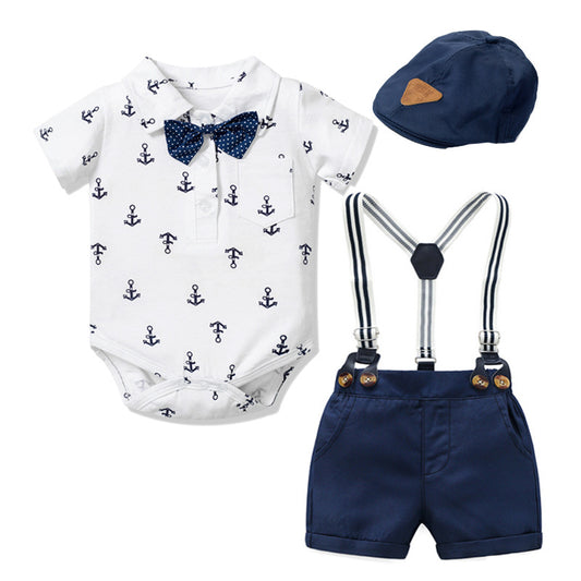 Mameluco Estilo Caballero para Bebé Niño con Estampado Triangular