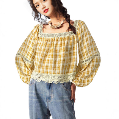 Blusa de Encaje Patchwork para Mujer - Image 3