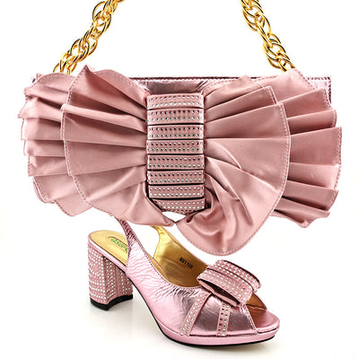 Conjunto Elegante: Tacones Altos de Boca de Pez PU con Bolso Clutch de Moño - Image 14