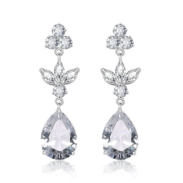 Aretes de Circonita Gota de Agua Larga para Mujer - Image 3