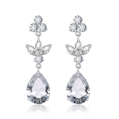 Aretes de Circonita Gota de Agua Larga para Mujer - Image 3