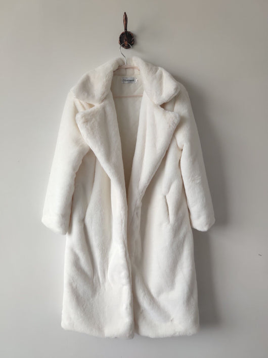Abrigo Largo de Cashmere y Algodón con Detalles de Pelaje para Mujer - Image 2