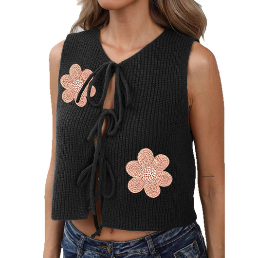 Chaleco Cardigan Mujer con Lazada y Encaje - Image 5