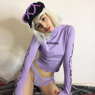 Sudadera Ligera con Estampado de Letras y Cuello Alto