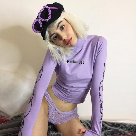 Sudadera Ligera con Estampado de Letras y Cuello Alto