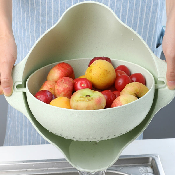 Colador y Organizador de Cocina Multiusos - Cesta de Lavado de Arroz y Frutas