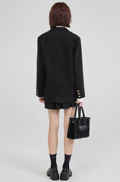 Blazer Negro Mujer Diseño Exclusivo Otoño Corte Holgado - Image 2
