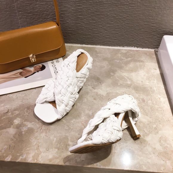 Sandalias Stiletto Tejidas de Moda Europea y Americana