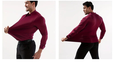 Camisa Elástica sin Costuras para Hombre Talla Grande - Manga Larga Antirruga - Image 25