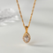 Olive Shaped Horse Eye Zircon Full Drill Titanium Steel Necklace Blanco