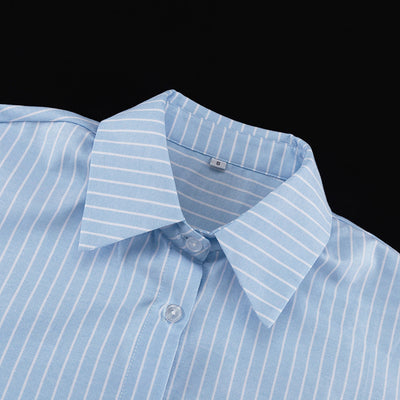 Conjunto de 3 Piezas: Camisa Casual a Rayas con Solapa y Pantalón Ancho - Image 14