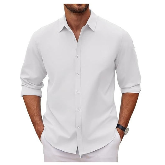 Camisa Clásica de Manga Larga para Hombre en Color Sólido - Image 6