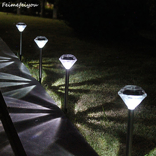 Lámpara Solar de Jardín con Poste Recto y Cristales Diamantados - Image 6