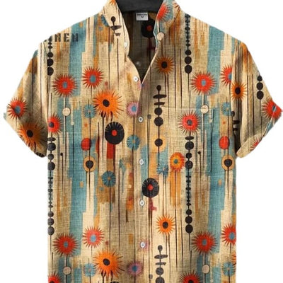 Camisa Cardigan Suelta con Estampado Abstracto 3D y Cuello de Pie - Image 5