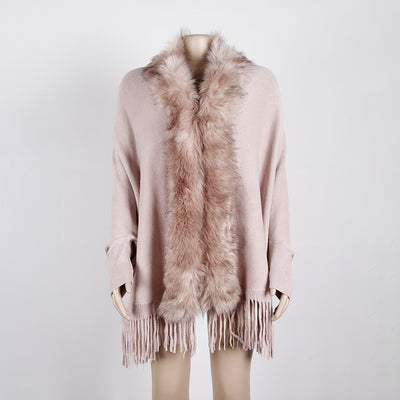 Capa Cardigan con Cuello de Piel y Flecos para Otoño e Invierno - Image 6