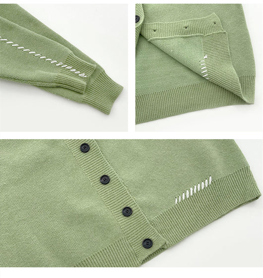 Cardigan Suéter Patchwork Oversize para Otoño e Invierno - Image 9