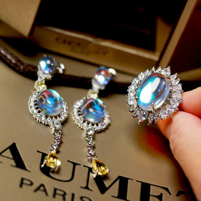 Aretes Largos de Zafiro con Cambio de Color y Anillo Huevo de Paloma - Image 8