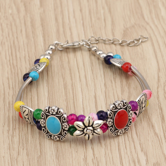 Pulsera de Plata Tibetana Tallada con Cuentas - Image 4