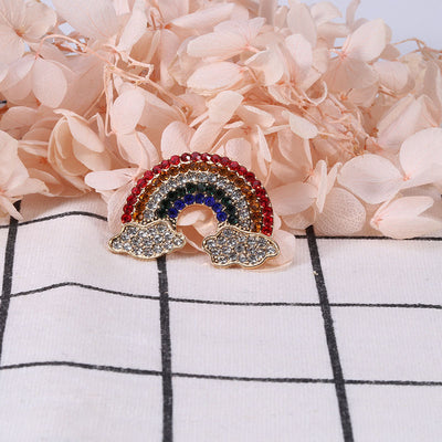 Broche de Aleación Coreano con Gota de Aceite y Diamante Arcoíris - Image 2