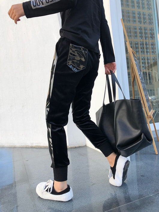 Pantalones de Chándal Terciopelo Brillante con Cintura Elástica - Image 6