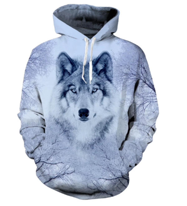 Sudadera Tipo Hoodie para Hombre con Diseño de Lobo