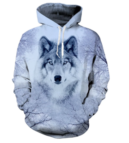 Sudadera Tipo Hoodie para Hombre con Diseño de Lobo