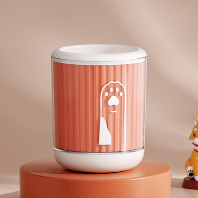 Light blue pet foot washing cup with a white paw print design, ribbed texture, and smooth base. - Image 16