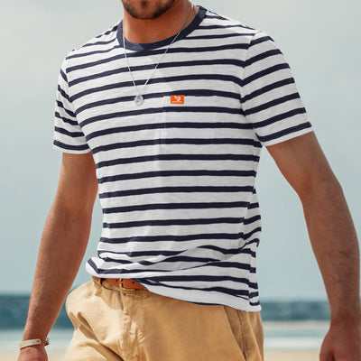Camiseta Rayada de Manga Corta para Hombre - Comodidad de Verano - Image 8