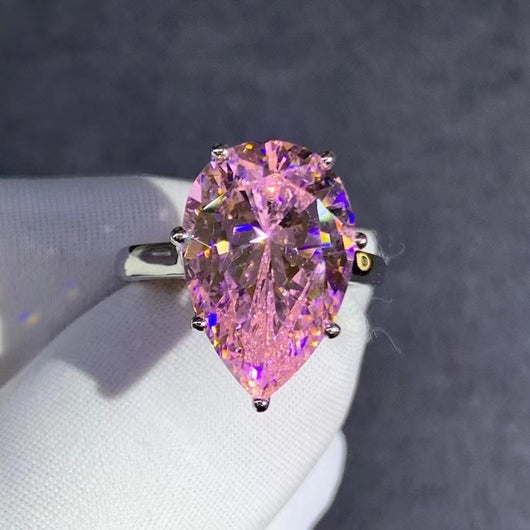 Anillo de Diamante Talla Gota en Circón Amarillo de Alto Carbono - Image 24