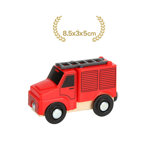 Set de Vehículos de Madera: Camión de Bomberos, Ambulancia y Grúa - Image 8