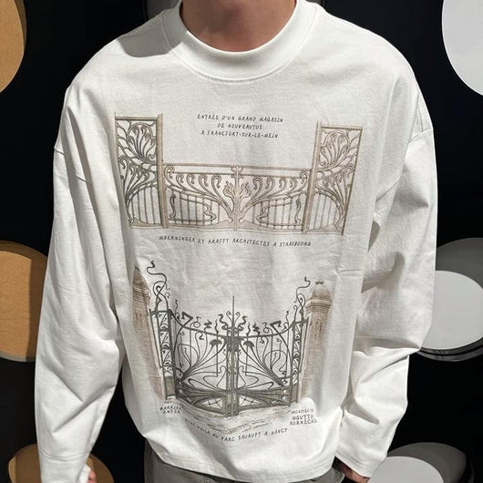 Playera Suelta de Algodón Puro para Hombre y Mujer - Manga Larga Primavera Otoño