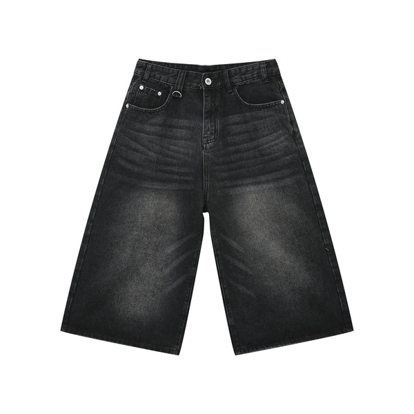 Pantalones Denim Sueltos Grises Estilo Americano Capri