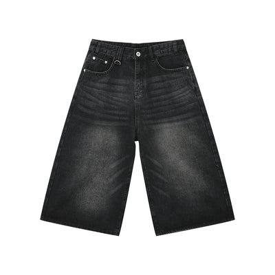 Pantalones Denim Sueltos Grises Estilo Americano Capri - Image 2