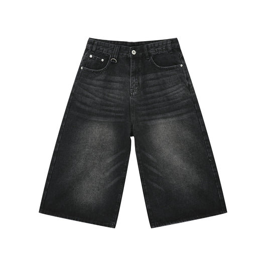 Pantalones Denim Sueltos Grises Estilo Americano Capri - Image 2