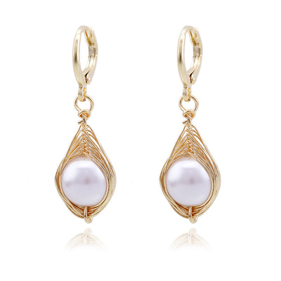 Aretes de Perla Artesanales Lujo Ligero Serie Océano - Clip Europeo Americano - Image 19