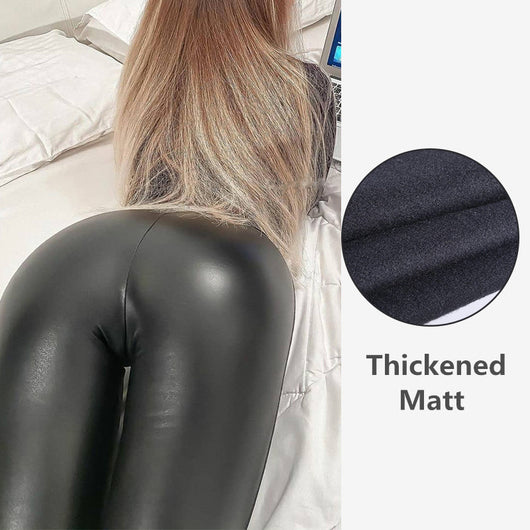 Pantalones de Cuero PU Cintura Alta Efecto Liso - Image 9