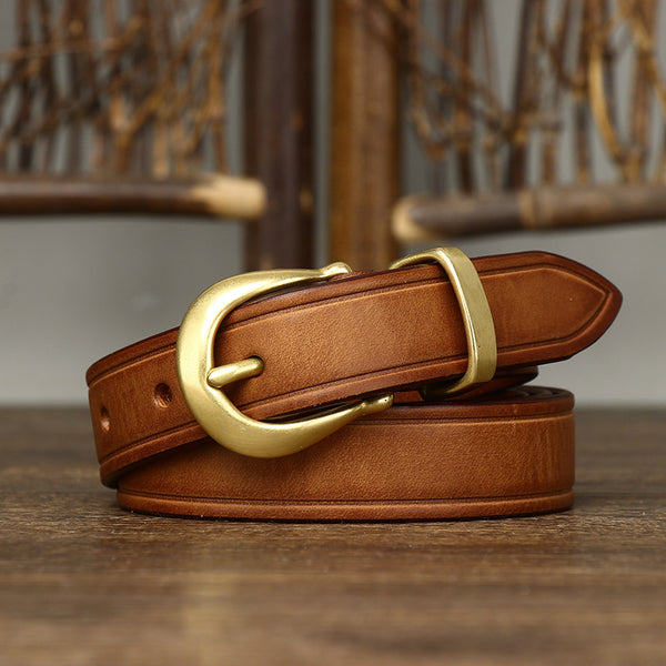 Cinturón de Cuero Genuino para Mujer - Diseño Retro Versátil