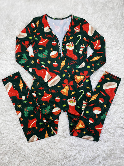 Pijama Navideño Estampado de Manga Larga para Casa - Image 5