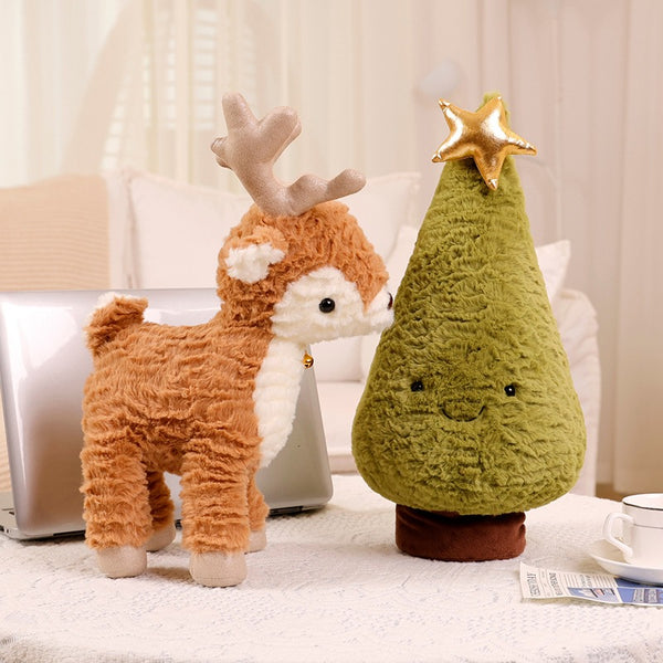 Almohada Navideña Reno Adorable para Árbol de Navidad