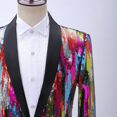 Blusa de Lentejuelas con Patrón Vertical Multicolor para Hombre - Image 3