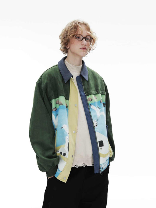 Chaqueta de Gamuza Estilo Retro Patchwork para Hombre - Image 3