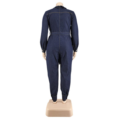 Jumpsuit de Mezclilla Talla Grande para Mujer - Comodidad y Estilo Otoñal - Image 13