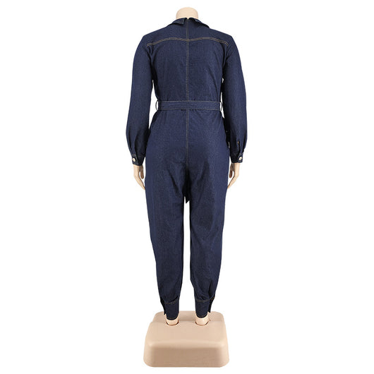 Jumpsuit de Mezclilla Talla Grande para Mujer - Comodidad y Estilo Otoñal - Image 13