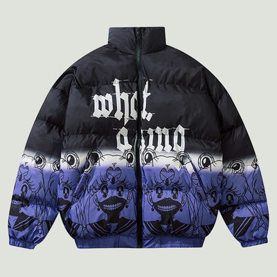Parka Acolchada Oversized Hip Hop Degradado Harajuku para Hombre - Image 4