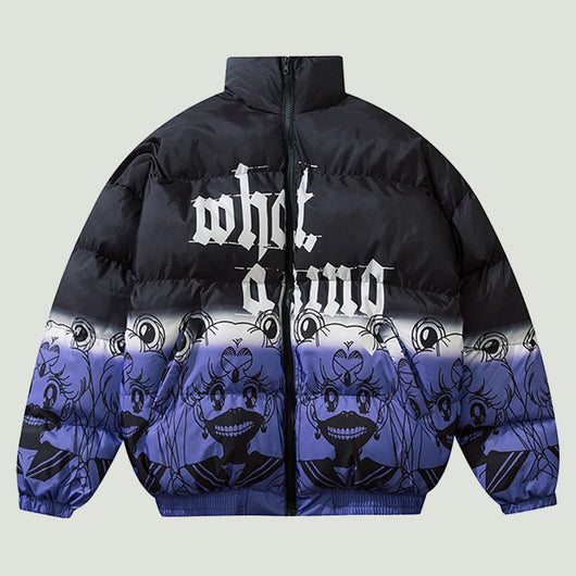 Parka Acolchada Oversized Hip Hop Degradado Harajuku para Hombre - Image 4
